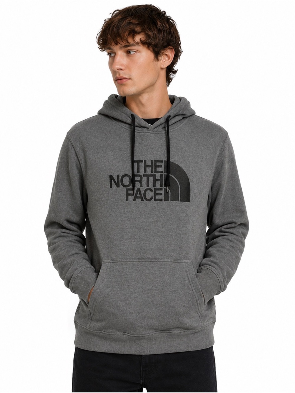 The North Face Men's Charcoal Gray Pullover Hoodie with Black Logo